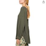 Free People boho chic Shimmy Shake long sleeve open back Top Army Green π Photo 1