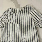 Ellison Linen Blue/White Dress Tassel Fringe Trim Women's Large Pockets Zipper Photo 2