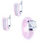 Boutique NEW 1 Ct‎ Simulated Diamond Pink Ceramic Engagement Band Ring, Size 9 Photo 5