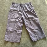 Flax  Purple 100% Linen Cropped Pants Size Small Elastic Waist Lightweight Photo 5