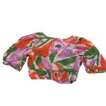 Banjanan Shirt Womens X Small Orange Pink Green Aurora Cutout Blouse Top‎ Cotton Size XS Photo 5