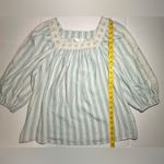 LC Lauren Conrad  3/4 Sleeve Square Neck‎ Top Blue Stripe Lace Trim Pullover Med Photo 3