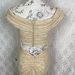 Cecilia Couture Off Shoulder Ruched Mermaid Gown‎ Ivory Size 6 Gold Photo 5