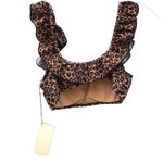 Cabana Del Sol NWT  Womens small Brown Black Leopard animal Print Bikini top Photo 2