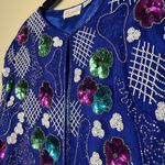 Moonlight Vintage Silk Beaded Evening Women’s Jacket Floral XL Photo 5