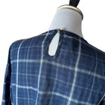 Blue Rain  Plaid Tunic Top Womens M Embroidered Long Sleeve‎ Blue BOHO Peasant Photo 5