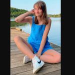 Pinkblush  Ces Femme Blue Square Neck Elastic Strap Romper S Photo 4