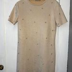 ZARA Beige Tan Rhinestone Faux Suede Shift Dress Size S Photo 0