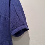 Garnet Hill NWT Royal Blue Organic Cotton Tiered Mini Dress Size Medium Button Photo 6