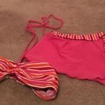 Isaac Mizrahi  Women's 2-Piece Swim Skirt & Top Set Size Medium Striped Pink Photo 0
