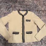 J.Crew  Contrast-Trim  Cardigan – Parchment color Size Medium Preppy French Girl Photo 2