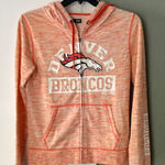 NFL TEAM apparel Women's Denver Broncos Space Dyed Hoodie Kangaroo Pkts Zip Up Orange Size M Photo 0