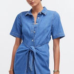 Madewell  size 8 Denim Overlay Mini Shirtdress in Caulk Wash Photo 0