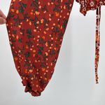 Madden NYC Junior's Shirred floral Print Peasant Top L Puff sleeve smocked Orange Size undefined Photo 4