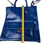 Monroe & Main Women's Leather Top Handle Tote Bag Versatile Solid Blue One Size Photo 3