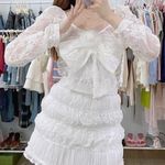 White Japanese Kawaii Shabby Chic Cottagecore Tiered Lace Mini Skirt Skort Size XS Photo 0