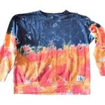 Calvin Klein Blue Orange Red Tie Dye Crewneck Sweatshirt Women's Size Large Photo 0