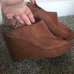 Lucky Brand  Brown Suede Peep Toe Wedge Heels Photo 1