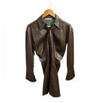 ZARA  Brown Faux Leather Shirt Dress Photo 2
