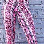 Boohoo Pink Snakeskin Stretchy Flares Photo 0