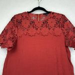 Boho Orange Crochet Lace Neck Top Sz XL Photo 3