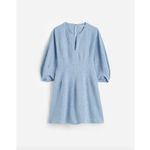 Madewell NEW Splitneck Mini Dress in 100% Linen Sunfaded Blue Pockets US 14 Photo 5
