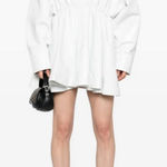 Norma Kamali  Super Oversized Boyfriend Shirt Flared Mini Dress in White Medium Photo 0