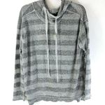 Max Studio Womens Sweater Hoodie Pullover Thin Knit Striped Stretch Gray L Photo 0
