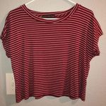 Burgundy/White Striped Crop Top Size L Photo 0