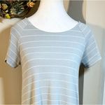 FREE FLY Womens Bamboo Dockside Sagebrush/White Stripe Tee Shirt Dress ~ Small Gray Photo 2