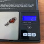 Sterling Silver Vintage  Amber Miniature Violin Pin Brooch Photo 4