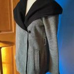 Sebby  Hooded Jacket. Grey with black hood fleece lined. Missing belt. Size small Photo 1