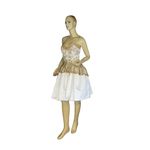 VINTAGE 1990'S FABRICE SILHOUETTE WHITE & GOLD STRAPLESS SILK SEQUIN DRESS (8) Photo 5