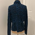 White + Warren Blue Black Animal Print Cashmere Cardigan Size L Photo 2