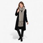 Centelli e Galluzzo Chunky Knit Wool Blend Scarf Taupe Gray 76” Photo 8