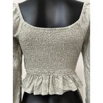 Hollister  green‎ floral smock shirt, off the shoulders, long sleeve, size XS Photo 3