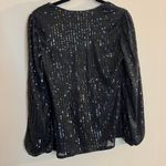 Grace Karin  Small Black Sequin Blouse with Side Rouching Photo 1