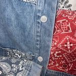 Anthropologie Faria Patchwork Denim Trucker Jacket Photo 5