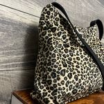 Evan Picone Cream Black Tan Leopard Velvet Shoulder Purse Photo 2
