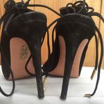 Aquazzura Mayfair open-toe black Suede lace-up bootie sandal size 36.5 US 6.5 Photo 9