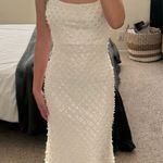 Maxi formal white glitter pearl dress Size 0 Photo 0