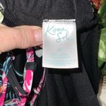 Kona Sol  Black With Pink Tropical Floral Print Lace Up Back One piece Swimsuit M Photo 9