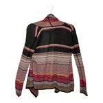 Billabong  Black Pink Burgundy Stripe Open Front Boho Surf Cardigan Sweater M Photo 2