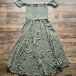 Lulus  Womens Sage Green Off The Shoulder Mini Dress With Leg Slits Size Small Photo 0