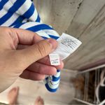 J.Crew New Striped tank top w/ sequin palm leaves BRILLIANT SAPPHIRE IVORY G4869 Photo 4