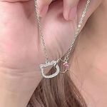 Hello Kitty Interlocking Rhinestone Silver Necklace Photo 3