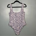 NWT Leopard Print One Piece Square Neck High Hip Swimsuit Pastel Purple Pink M Size M Photo 1