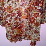 Peck & Peck M Cardigan Sheer Colorful Retro Floral Boho Open Front Longline Photo 6