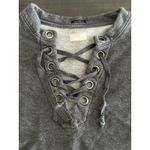 MOTHER The Tie Up Easy Sweatshirt Lace Up Charcoal Gray Heather Size Small Photo 5