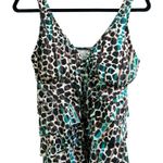 NWT Swim Solutions Floating Islands Tiered Ruffle V Neck Tankini Swimsuit Top 10 White Photo 2